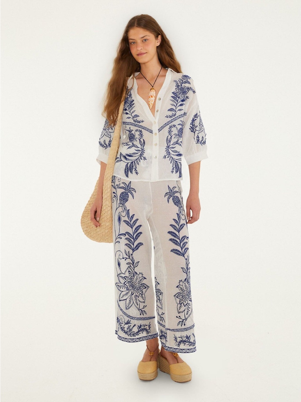 Farm Rio: Off-White Nina Embroidery Pants